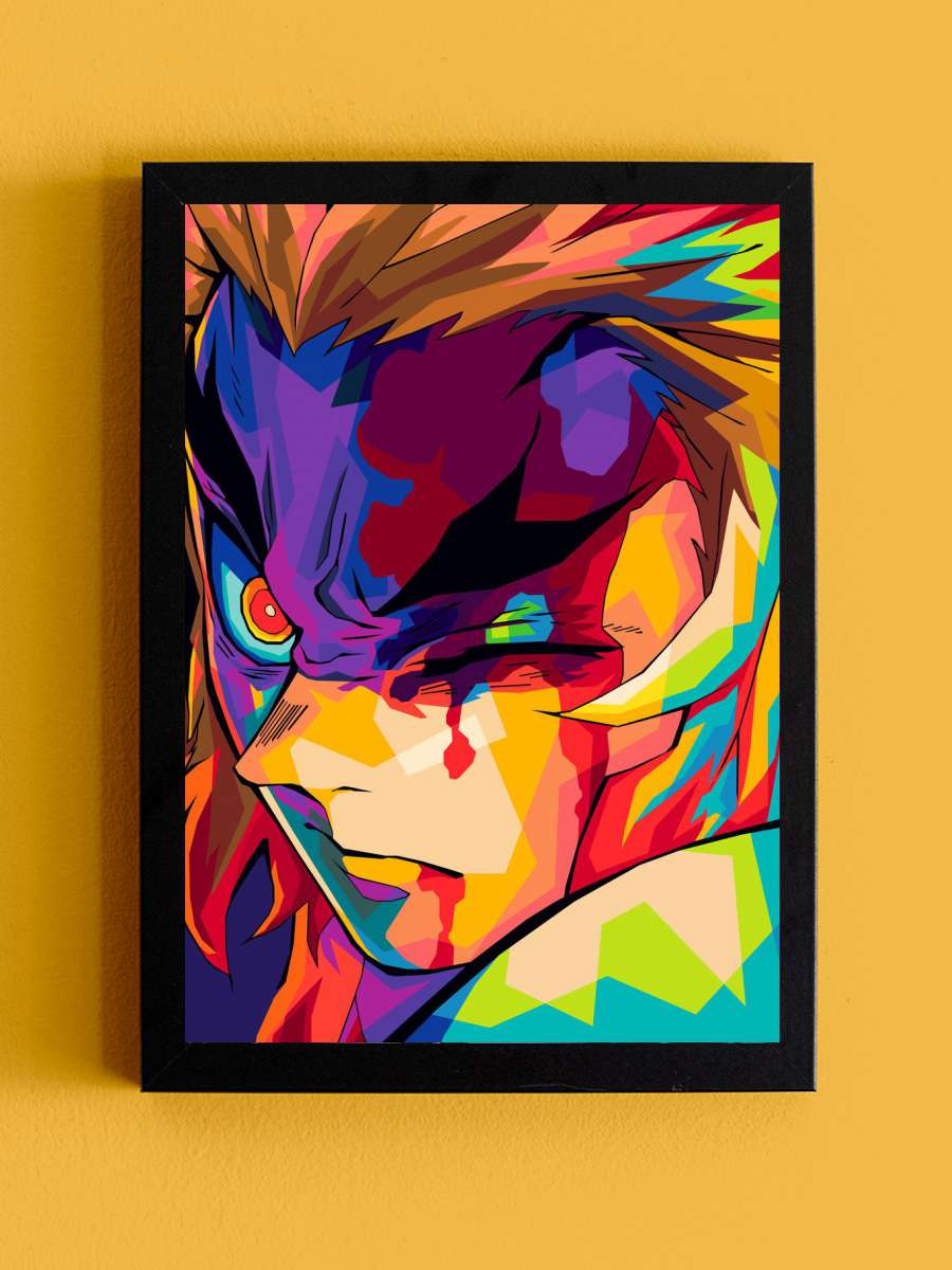 Kyojuro Rengoku pop art Anime Tablo Siyah Çerçeveli Yüksek Kalite Anime Duvar Poster Tablo - En İyi Fiyatlarla