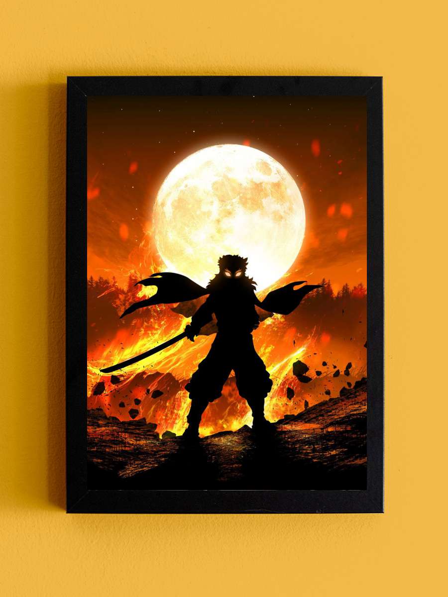 Kyojuro Rengoku Anime Tablo Siyah Çerçeveli Yüksek Kalite Anime Duvar Poster Tablo - En İyi Fiyatlarla