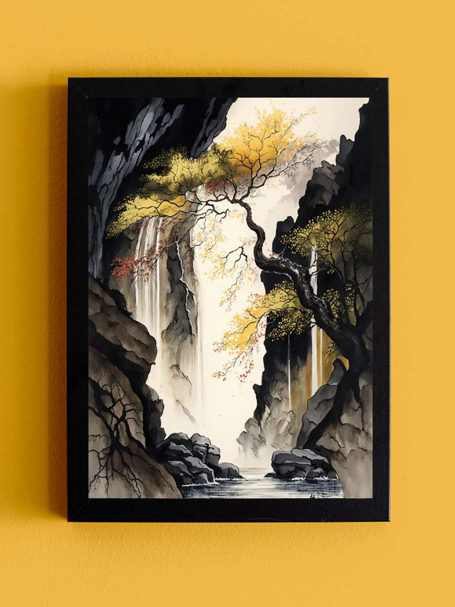 Landscape Mountain Japan Anime Tablo Siyah Çerçeveli Yüksek Kalite Anime Duvar Poster Tablo - En İyi Fiyatlarla