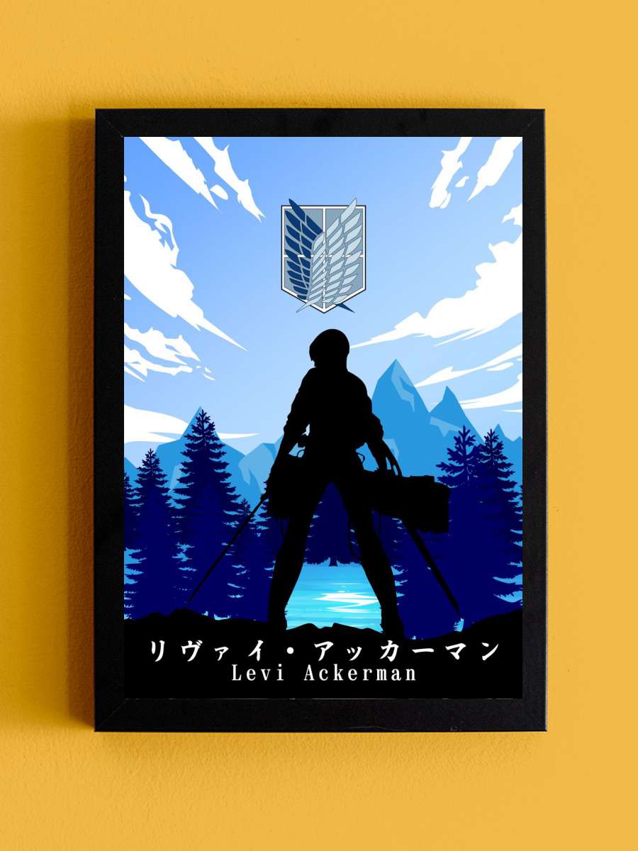 Levi Ackerman AOT Anime Tablo Siyah Çerçeveli Yüksek Kalite Anime Duvar Poster Tablo - En İyi Fiyatlarla