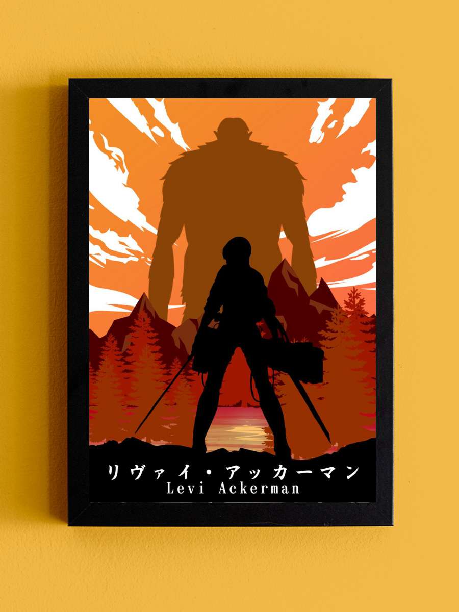 Levi Ackerman AOT Anime Tablo Siyah Çerçeveli Yüksek Kalite Anime Duvar Poster Tablo - En İyi Fiyatlarla