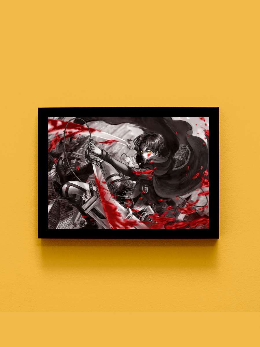 levi ackerman Anime Tablo Siyah Çerçeveli Yüksek Kalite Anime Duvar Poster Tablo - En İyi Fiyatlarla