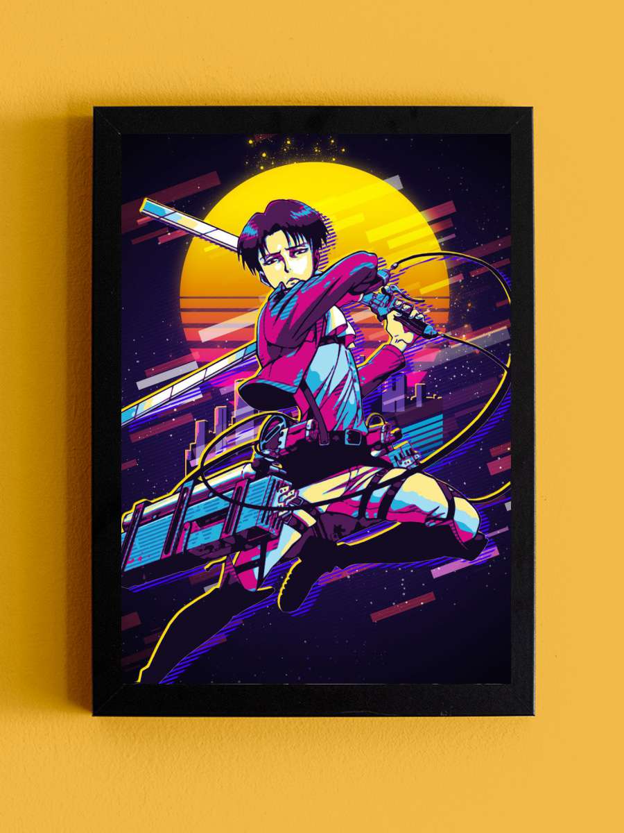 levi attack on titan Anime Tablo Siyah Çerçeveli Yüksek Kalite Anime Duvar Poster Tablo - En İyi Fiyatlarla