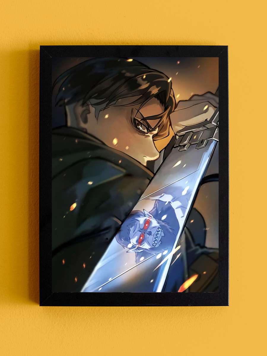 Levi Attack on Titan Anime Tablo Siyah Çerçeveli Yüksek Kalite Anime Duvar Poster Tablo - En İyi Fiyatlarla