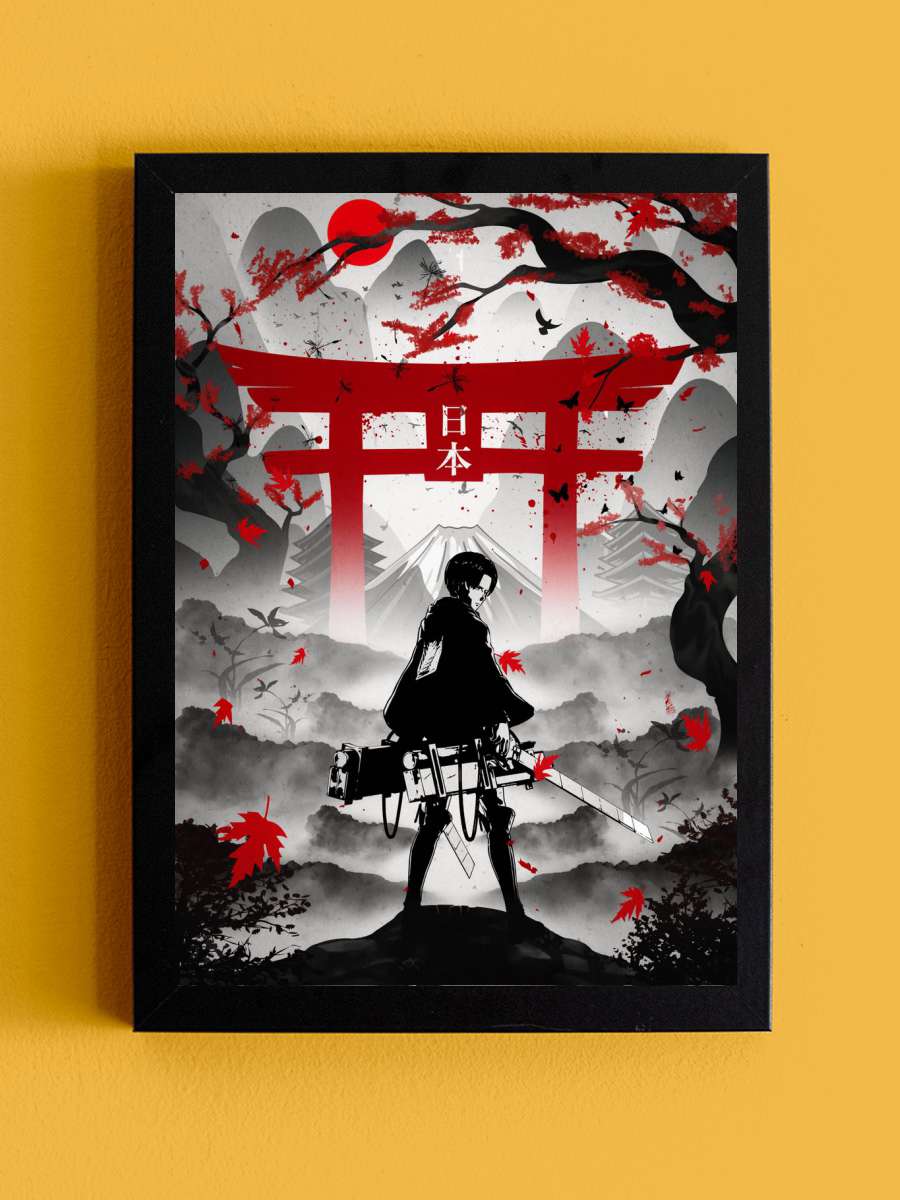 Levi Attack On Titan Anime Tablo Siyah Çerçeveli Yüksek Kalite Anime Duvar Poster Tablo - En İyi Fiyatlarla