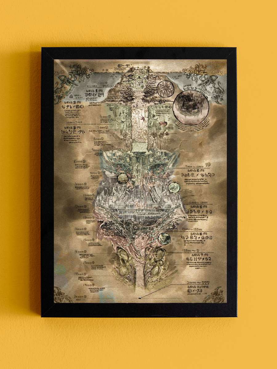Made in Abyss Map Anime Tablo Siyah Çerçeveli Yüksek Kalite Anime Duvar Poster Tablo - En İyi Fiyatlarla