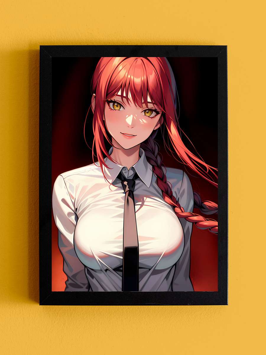 Makima Chainsaw Man Anime Anime Tablo Siyah Çerçeveli Yüksek Kalite Anime Duvar Poster Tablo - En İyi Fiyatlarla