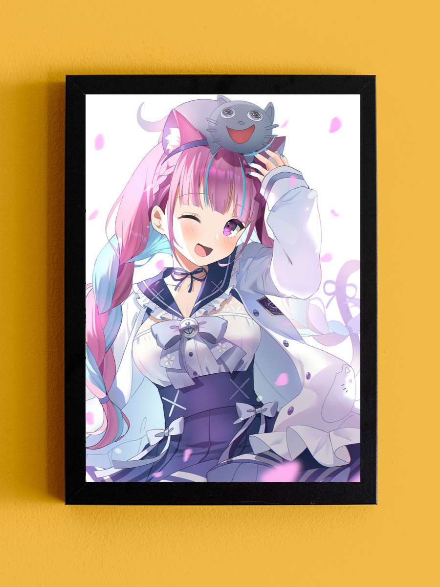 Minato Aqua Anime Tablo Siyah Çerçeveli Yüksek Kalite Anime Duvar Poster Tablo - En İyi Fiyatlarla