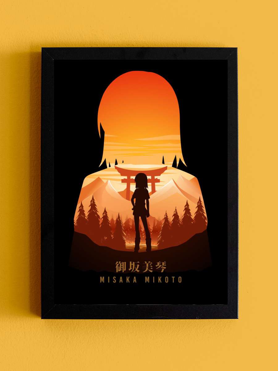 Misaka Mikoto Toaru Anime Tablo Siyah Çerçeveli Yüksek Kalite Anime Duvar Poster Tablo - En İyi Fiyatlarla