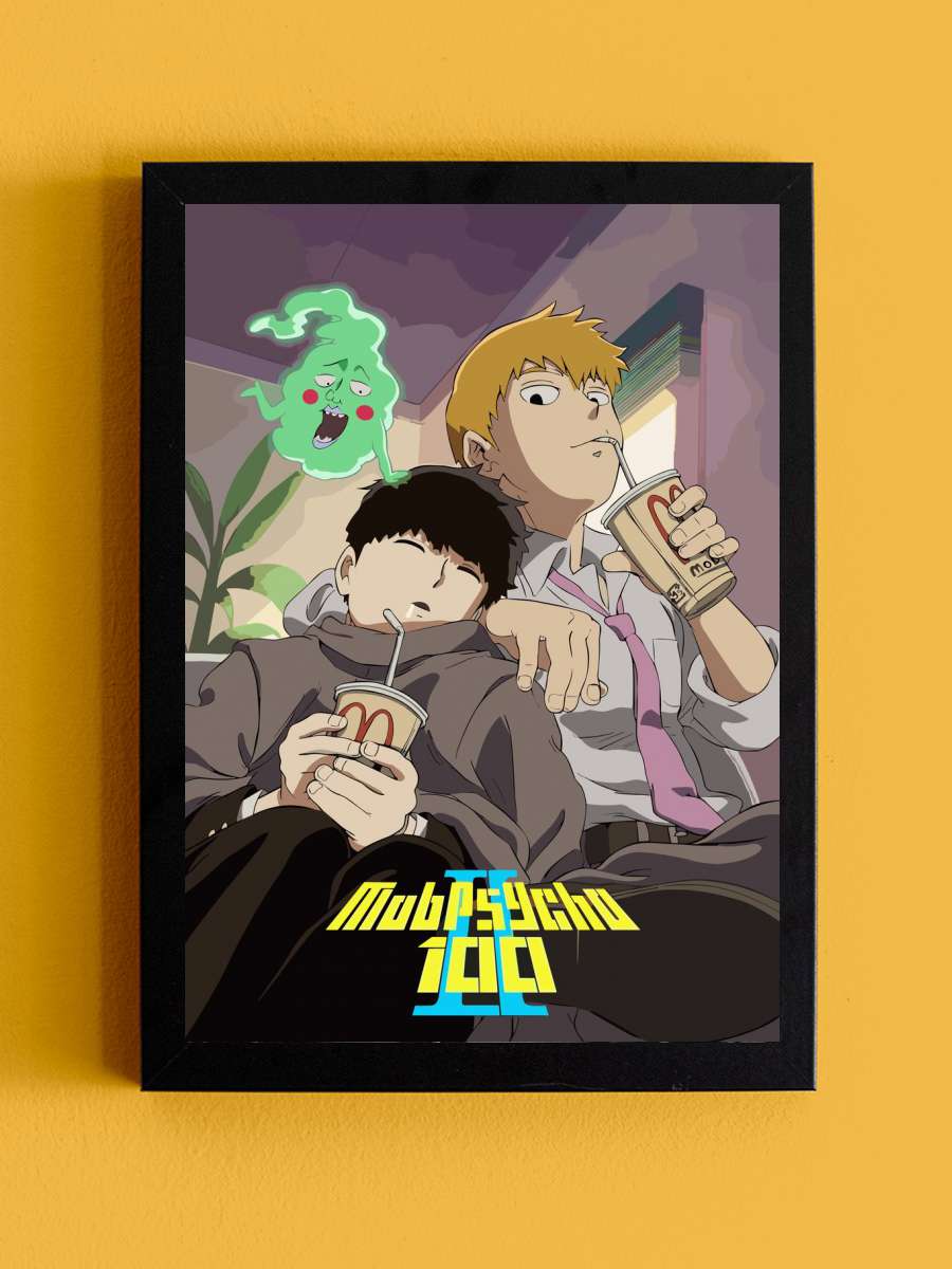 mob psycho Anime Tablo Siyah Çerçeveli Yüksek Kalite Anime Duvar Poster Tablo - En İyi Fiyatlarla