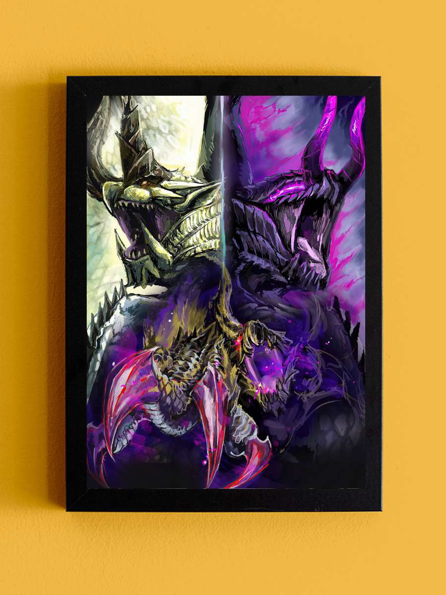 Monster Hunter World Anime Tablo Siyah Çerçeveli Yüksek Kalite Anime Duvar Poster Tablo - En İyi Fiyatlarla