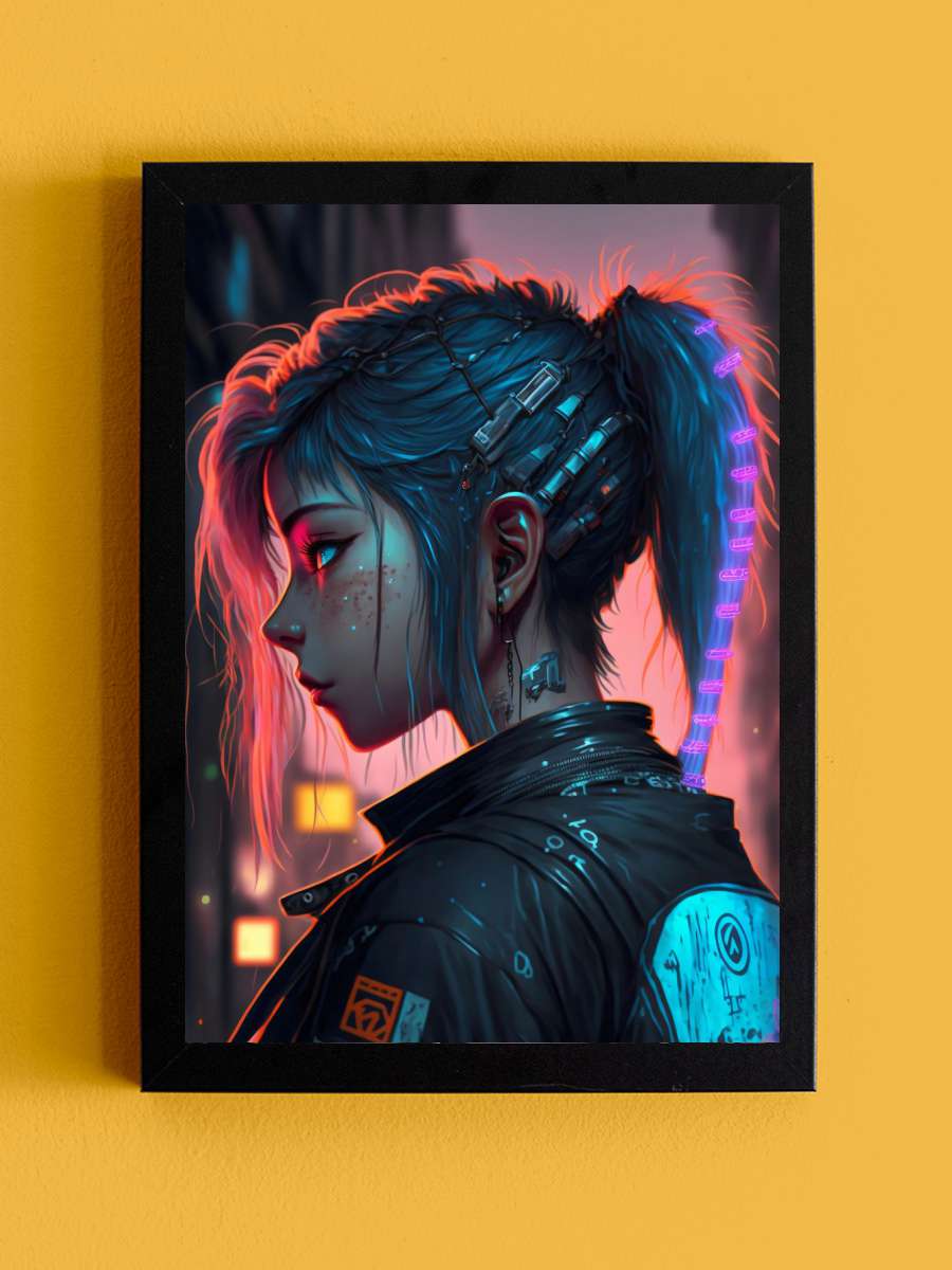 Neon Cyberpunk Girls 004 Anime Tablo Siyah Çerçeveli Yüksek Kalite Anime Duvar Poster Tablo - En İyi Fiyatlarla