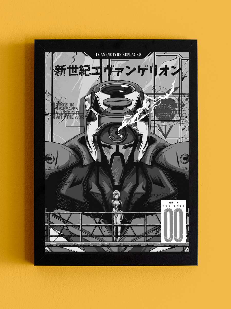 Neon Genesis Evangelion BW Anime Tablo Siyah Çerçeveli Yüksek Kalite Anime Duvar Poster Tablo - En İyi Fiyatlarla
