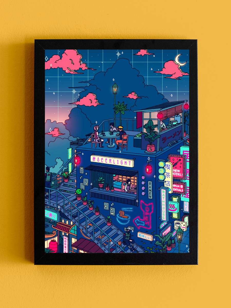 Neon Village Anime Tablo Siyah Çerçeveli Yüksek Kalite Anime Duvar Poster Tablo - En İyi Fiyatlarla