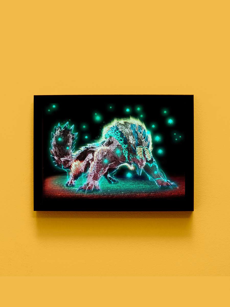 Neon Zinogre Anime Tablo Siyah Çerçeveli Yüksek Kalite Anime Duvar Poster Tablo - En İyi Fiyatlarla