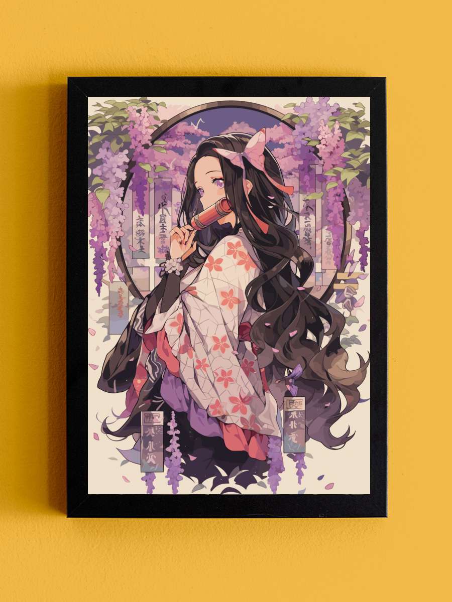 Nezuko Kamado Demon Slayer Anime Tablo Siyah Çerçeveli Yüksek Kalite Anime Duvar Poster Tablo - En İyi Fiyatlarla