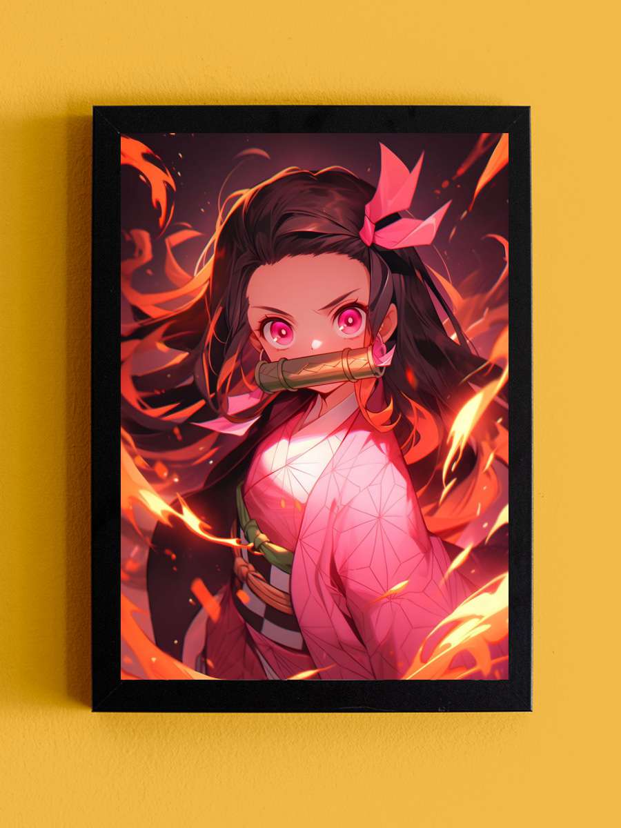 Nezuko Kamado Anime Tablo Siyah Çerçeveli Yüksek Kalite Anime Duvar Poster Tablo - En İyi Fiyatlarla