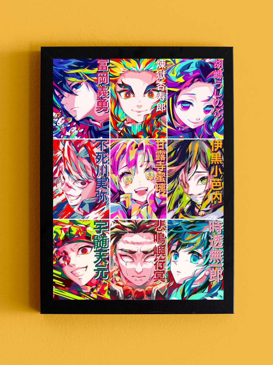 Nine Pillars Demon Slayer Anime Tablo Siyah Çerçeveli Yüksek Kalite Anime Duvar Poster Tablo - En İyi Fiyatlarla