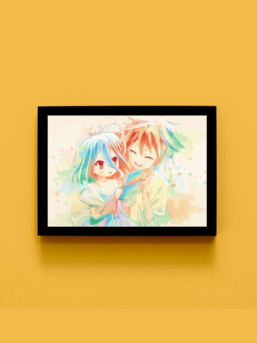No game no life Anime Tablo Siyah Çerçeveli Yüksek Kalite Anime Duvar Poster Tablo - En İyi Fiyatlarla
