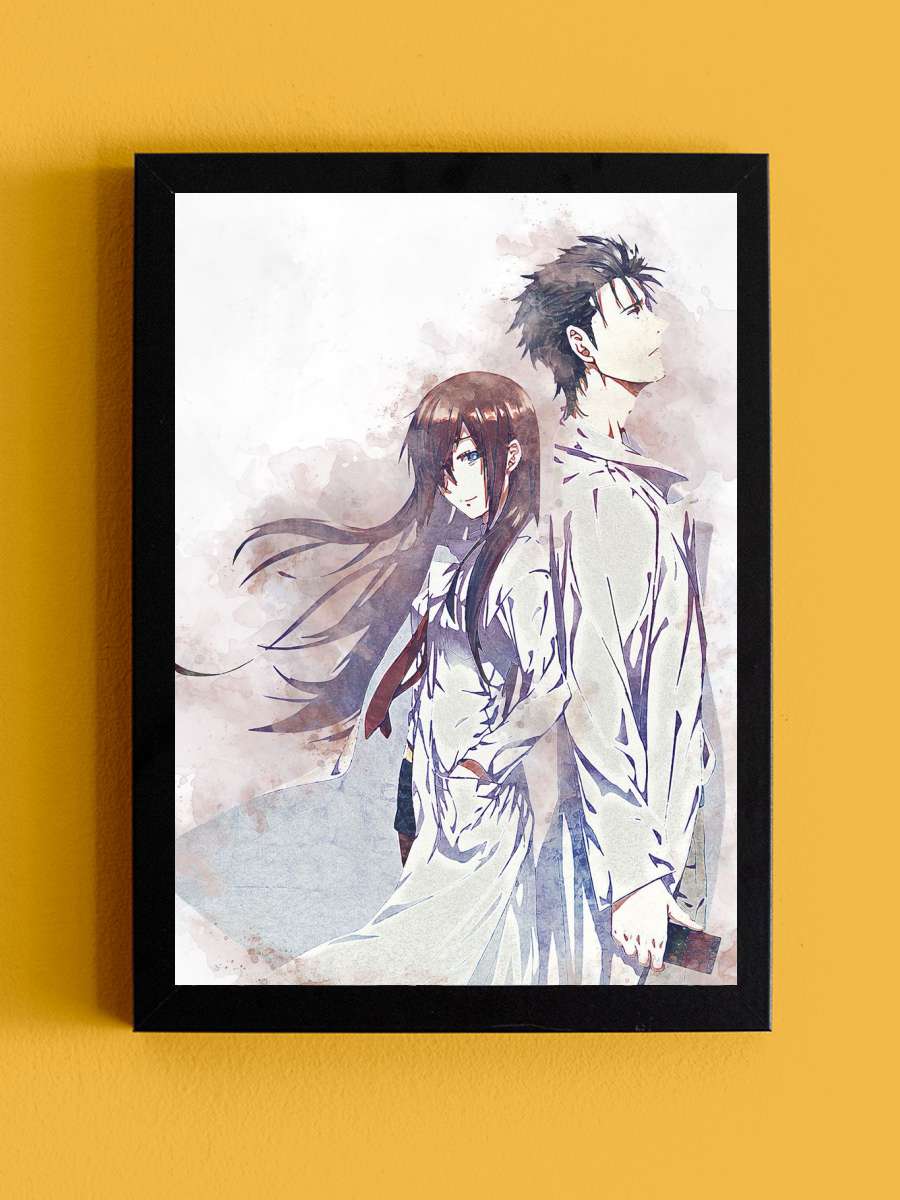 Okarin And Kurisu Anime Tablo Siyah Çerçeveli Yüksek Kalite Anime Duvar Poster Tablo - En İyi Fiyatlarla