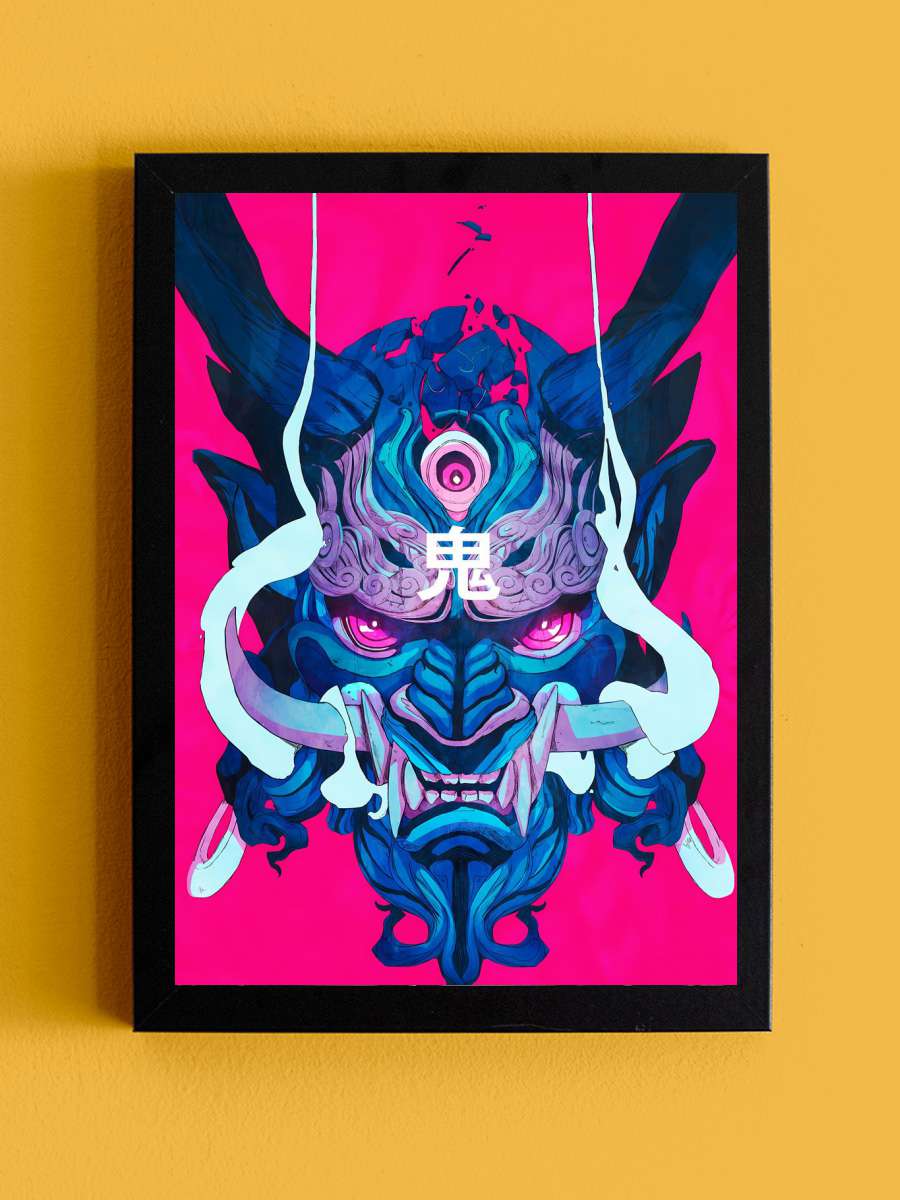 Oni Mask Anime Tablo Siyah Çerçeveli Yüksek Kalite Anime Duvar Poster Tablo - En İyi Fiyatlarla