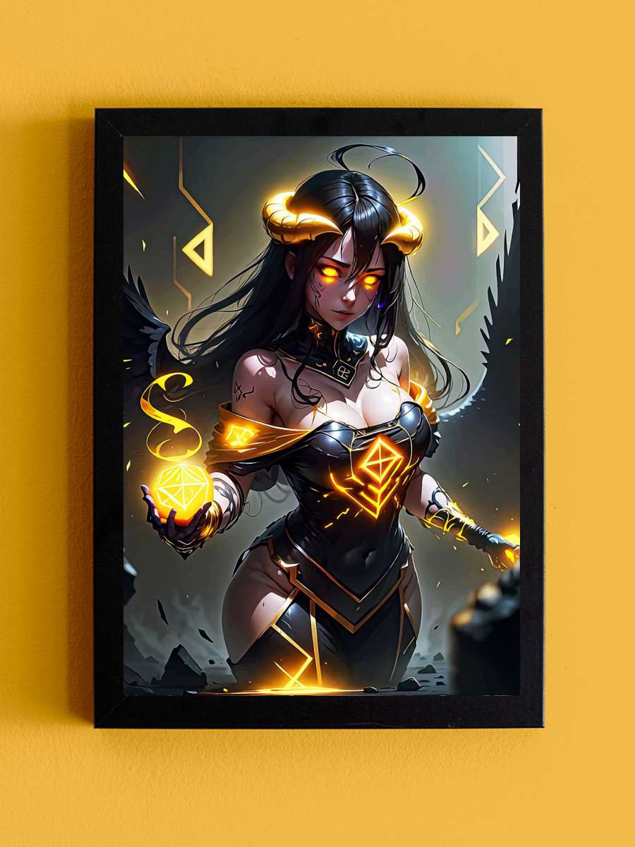 Overlord Albedo Anime Tablo Siyah Çerçeveli Yüksek Kalite Anime Duvar Poster Tablo - En İyi Fiyatlarla