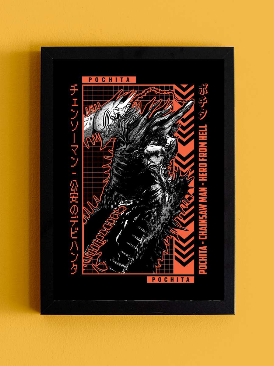 Pochita Anime Tablo Siyah Çerçeveli Yüksek Kalite Anime Duvar Poster Tablo - En İyi Fiyatlarla