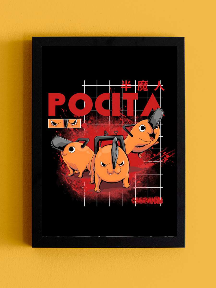 Pochita Anime Tablo Siyah Çerçeveli Yüksek Kalite Anime Duvar Poster Tablo - En İyi Fiyatlarla