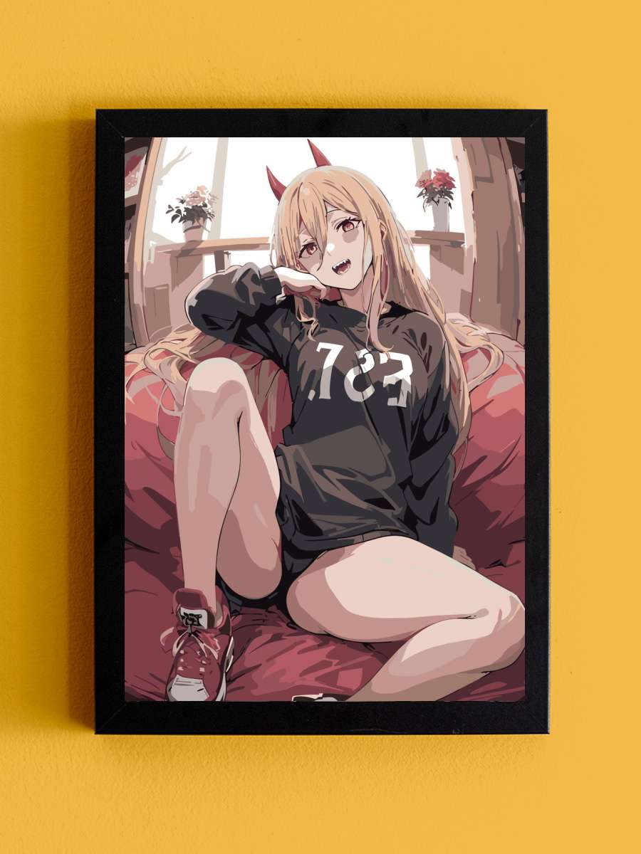 Power Chainsaw Man Anime Anime Tablo Siyah Çerçeveli Yüksek Kalite Anime Duvar Poster Tablo - En İyi Fiyatlarla