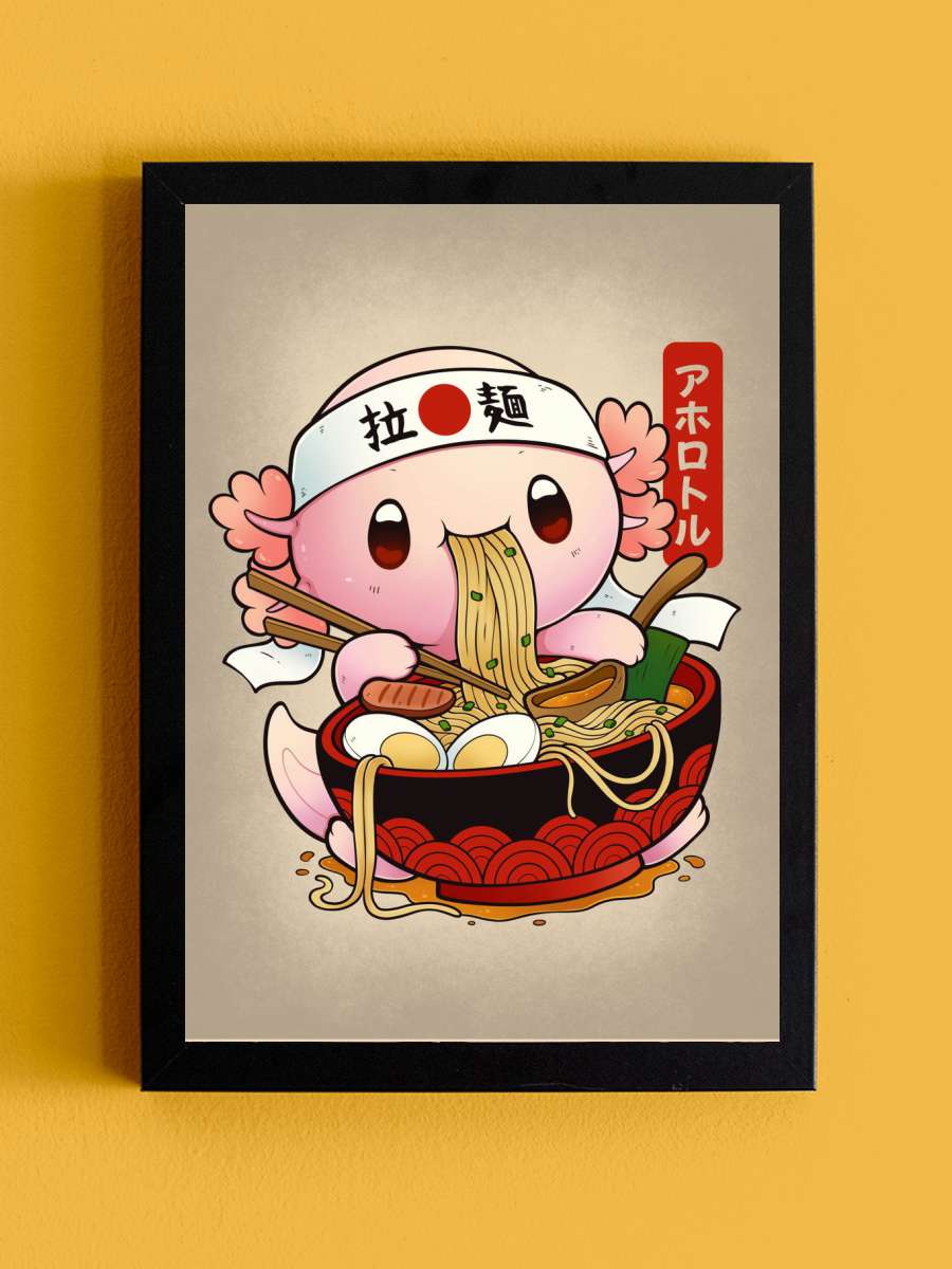 Ramen Axolotl Anime Tablo Siyah Çerçeveli Yüksek Kalite Anime Duvar Poster Tablo - En İyi Fiyatlarla