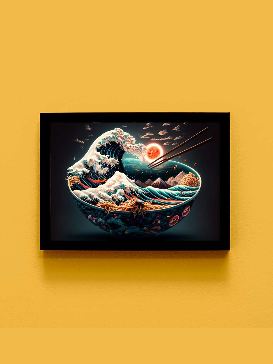 ramen japan neon food Anime Tablo Siyah Çerçeveli Yüksek Kalite Anime Duvar Poster Tablo - En İyi Fiyatlarla