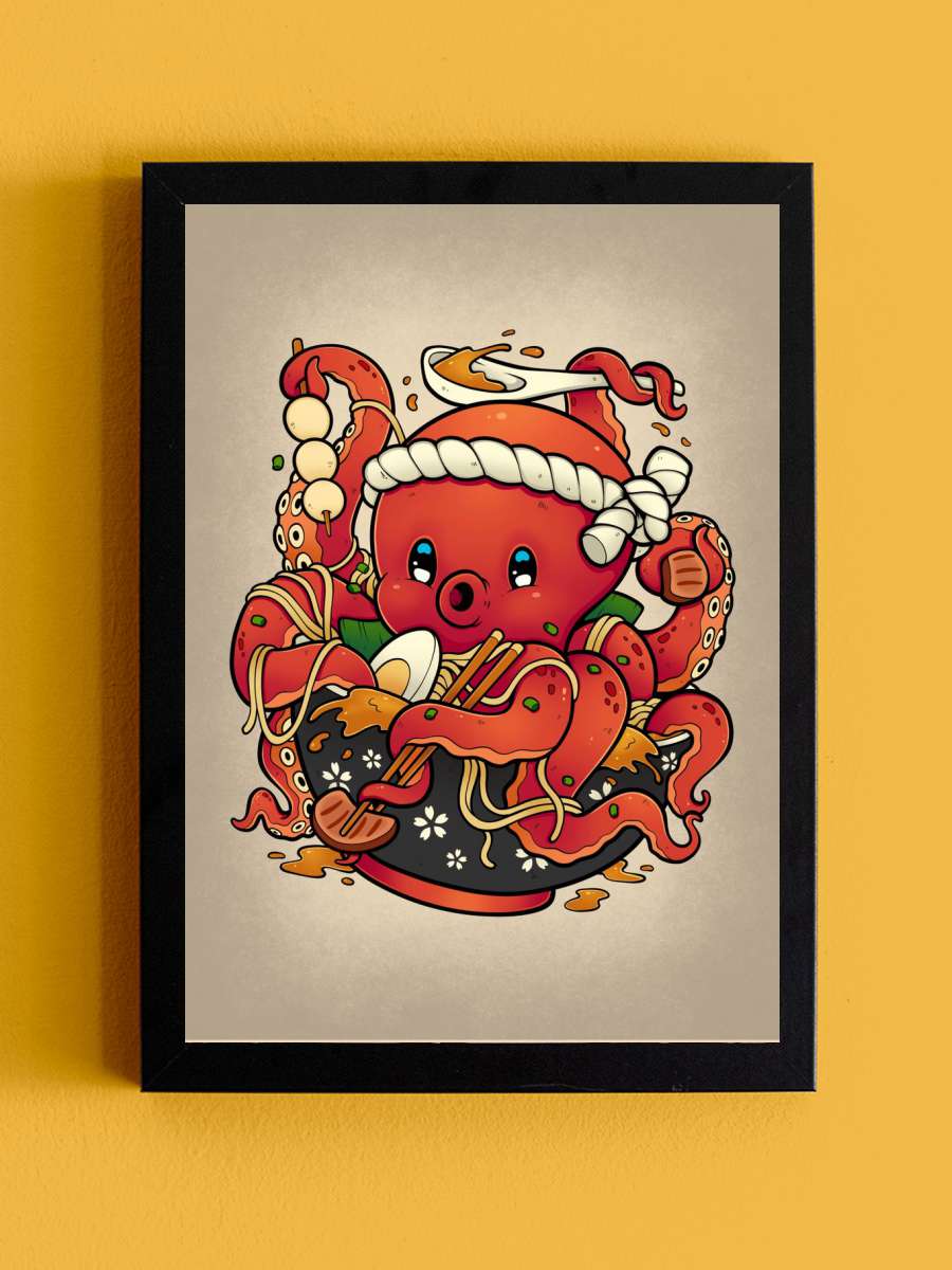 Ramen Octopus Anime Tablo Siyah Çerçeveli Yüksek Kalite Anime Duvar Poster Tablo - En İyi Fiyatlarla