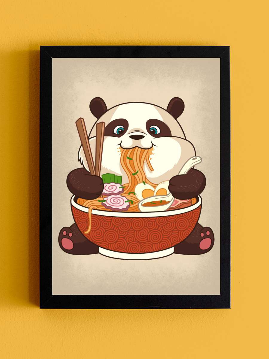 Ramen Panda Anime Tablo Siyah Çerçeveli Yüksek Kalite Anime Duvar Poster Tablo - En İyi Fiyatlarla