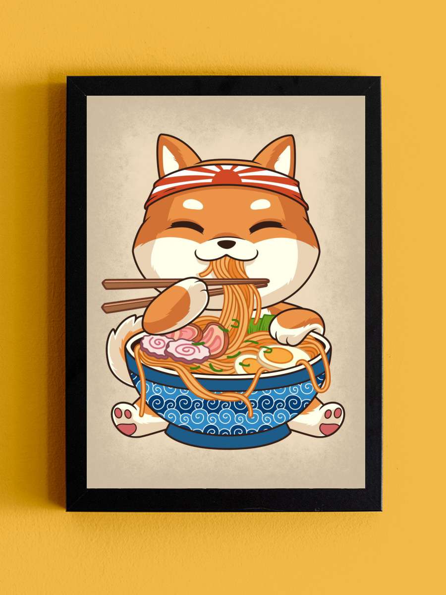 Ramen Shiba Inu Dog Anime Tablo Siyah Çerçeveli Yüksek Kalite Anime Duvar Poster Tablo - En İyi Fiyatlarla