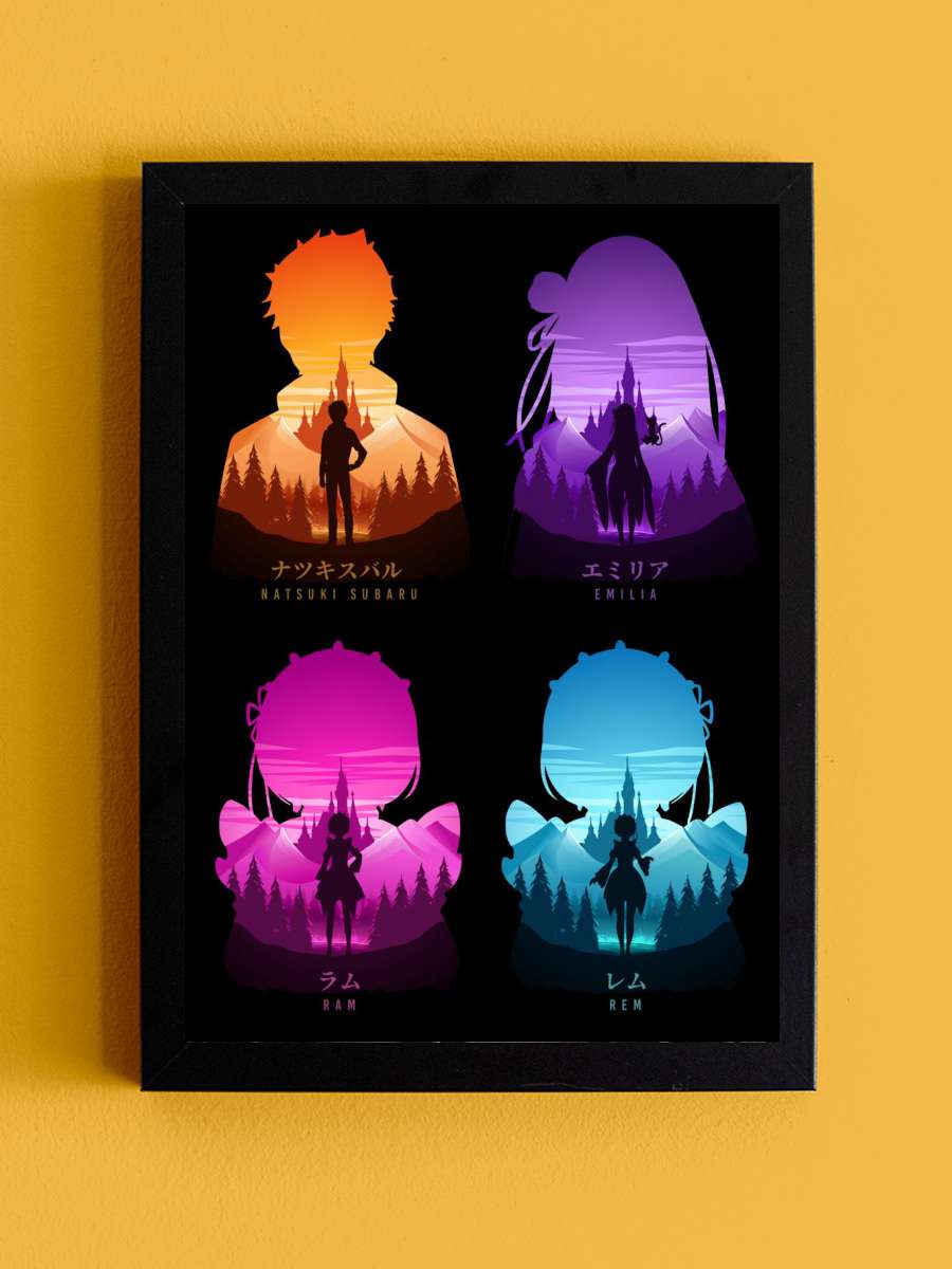 Re Zero Anime Anime Tablo Siyah Çerçeveli Yüksek Kalite Anime Duvar Poster Tablo - En İyi Fiyatlarla
