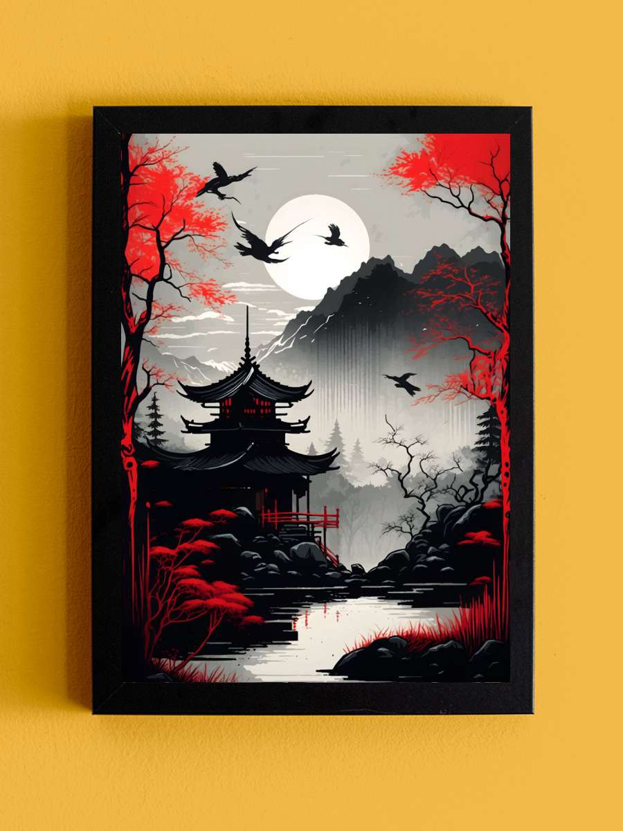 Red Japan Anime Tablo Siyah Çerçeveli Yüksek Kalite Anime Duvar Poster Tablo - En İyi Fiyatlarla