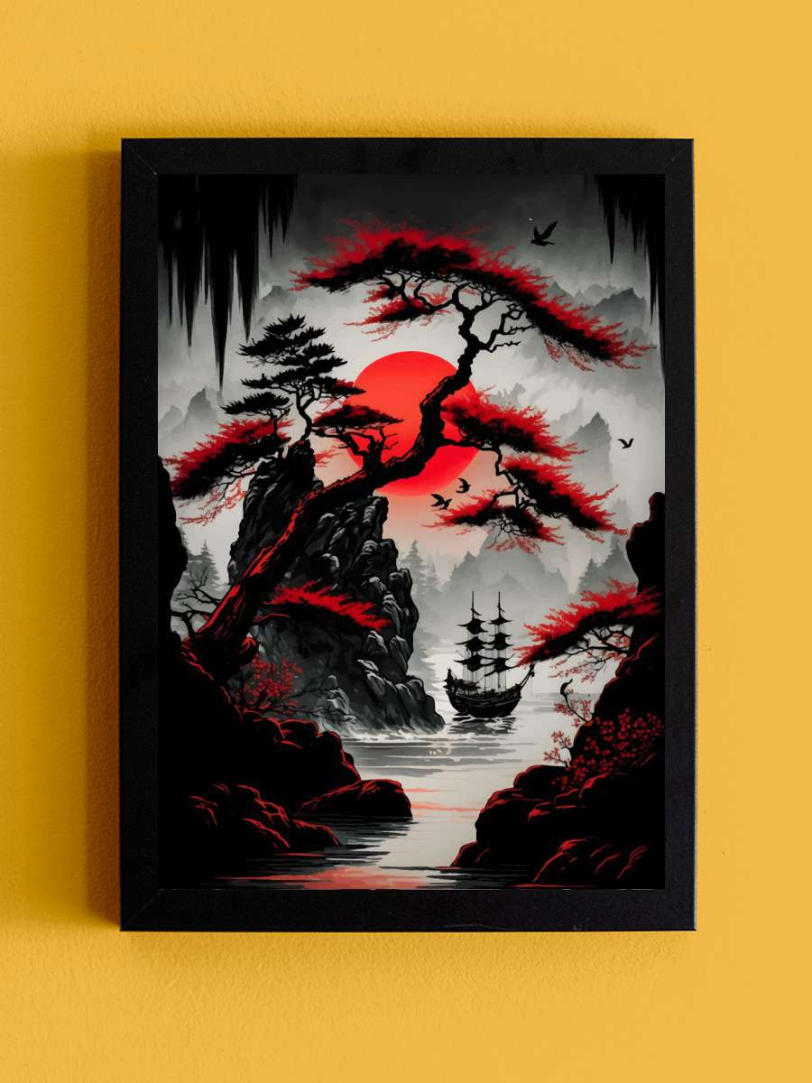 Red Moon Japan Anime Tablo Siyah Çerçeveli Yüksek Kalite Anime Duvar Poster Tablo - En İyi Fiyatlarla