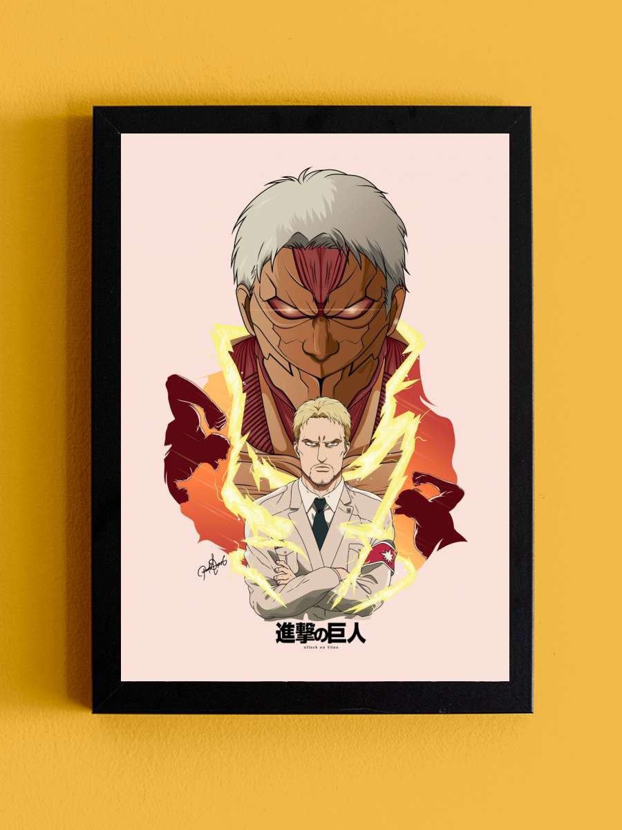 Reiner Attac on Titan Anime Tablo Siyah Çerçeveli Yüksek Kalite Anime Duvar Poster Tablo - En İyi Fiyatlarla