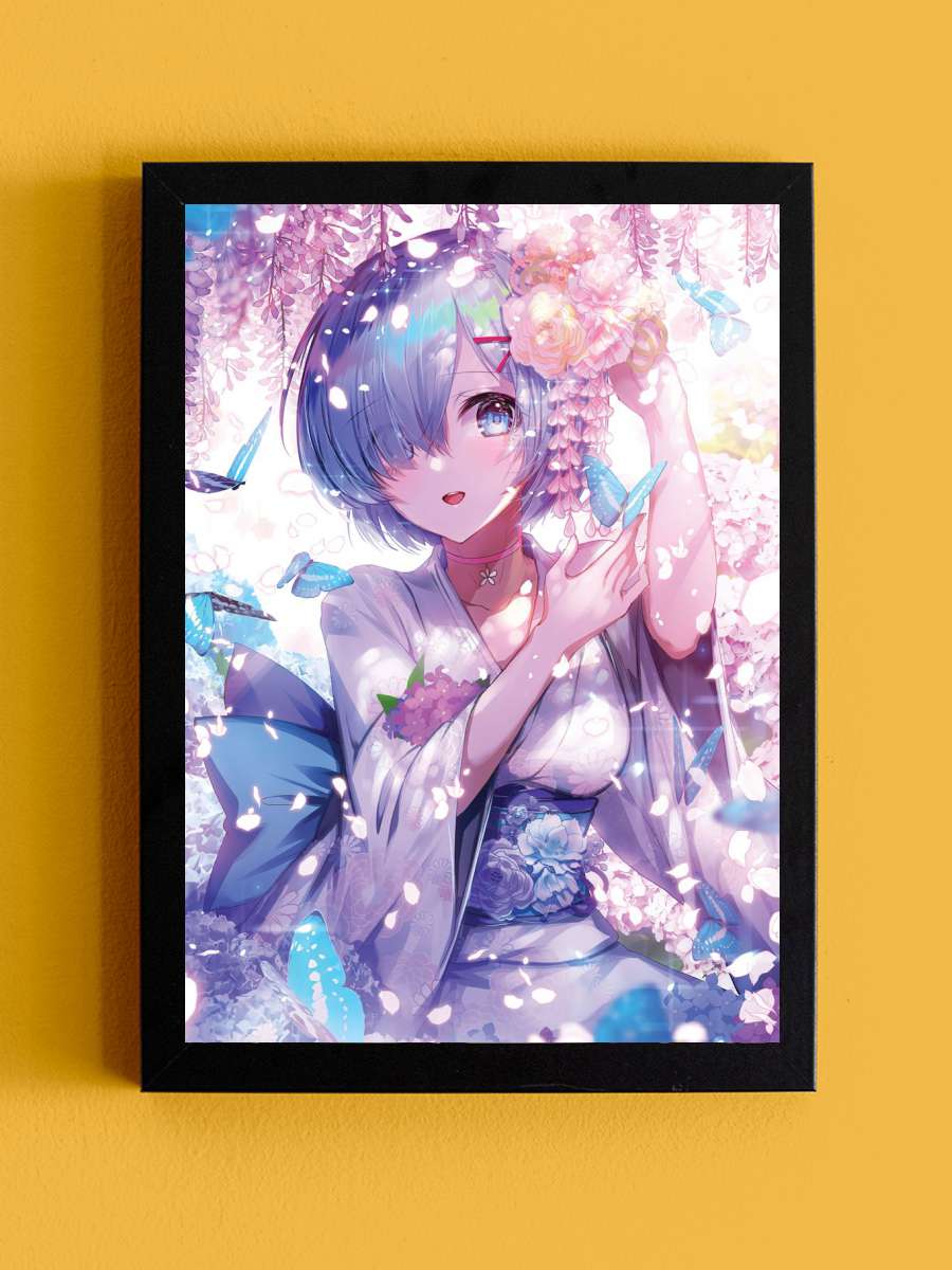 Rem Re Zero Anime Tablo Siyah Çerçeveli Yüksek Kalite Anime Duvar Poster Tablo - En İyi Fiyatlarla