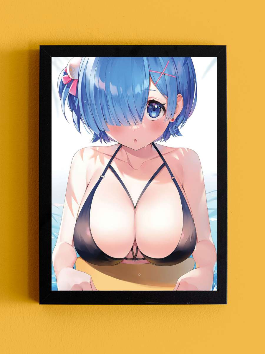 Rem Re Zero  Anime Tablo Siyah Çerçeveli Yüksek Kalite Anime Duvar Poster Tablo - En İyi Fiyatlarla