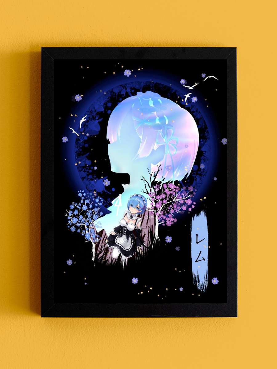 Rem Silhouette Anime Tablo Siyah Çerçeveli Yüksek Kalite Anime Duvar Poster Tablo - En İyi Fiyatlarla