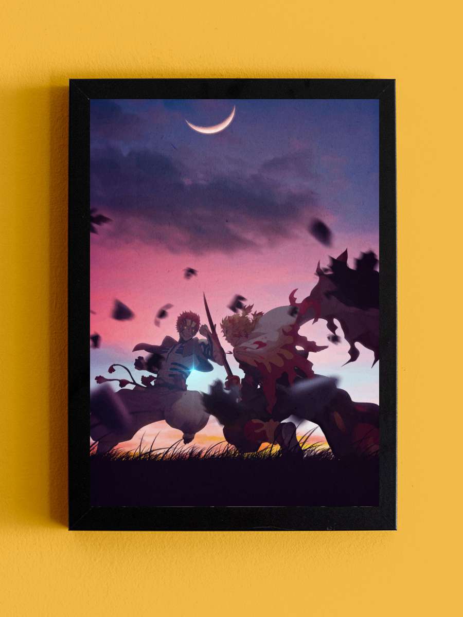 Rengoku Akaza Demon Slayer Anime Tablo Siyah Çerçeveli Yüksek Kalite Anime Duvar Poster Tablo - En İyi Fiyatlarla