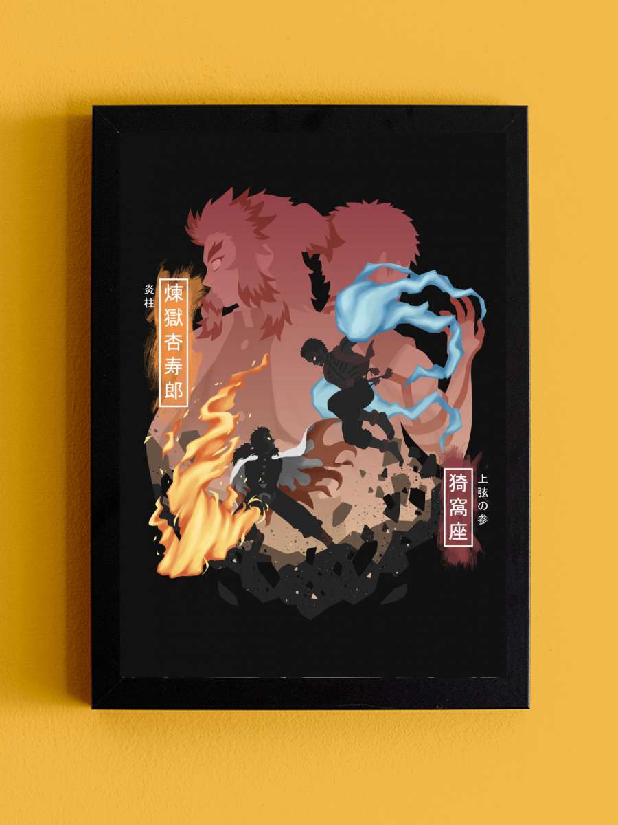 Rengoku Akaza Anime Tablo Siyah Çerçeveli Yüksek Kalite Anime Duvar Poster Tablo - En İyi Fiyatlarla