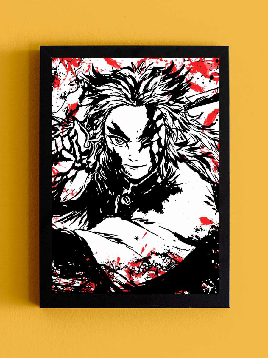 Rengoku Demon Slayer Anime Tablo Siyah Çerçeveli Yüksek Kalite Anime Duvar Poster Tablo - En İyi Fiyatlarla