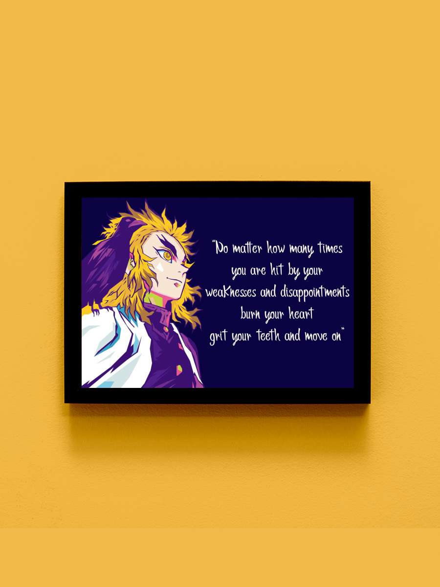 RENGOKU DEMON SLAYER WPAP Anime Tablo Siyah Çerçeveli Yüksek Kalite Anime Duvar Poster Tablo - En İyi Fiyatlarla