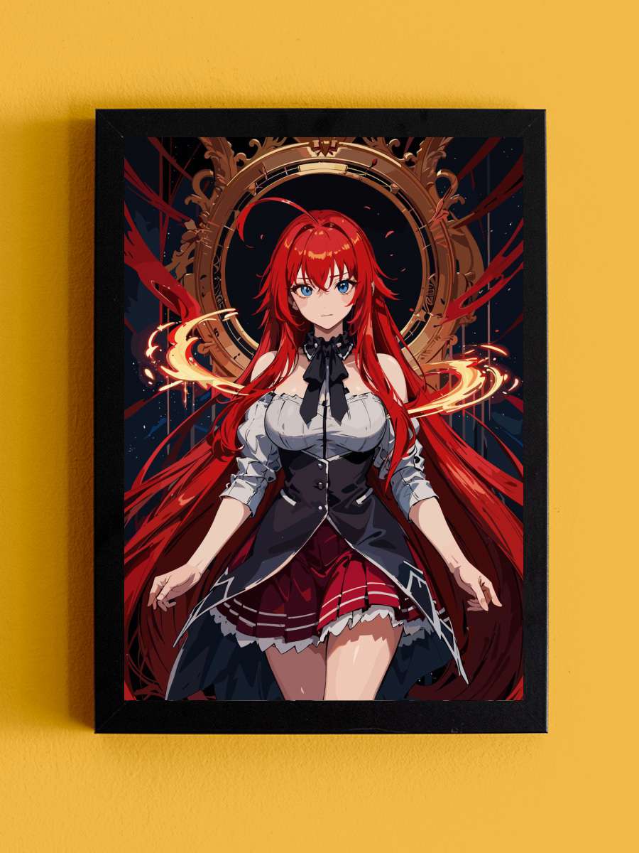 Rias Gremory Anime Tablo Siyah Çerçeveli Yüksek Kalite Anime Duvar Poster Tablo - En İyi Fiyatlarla