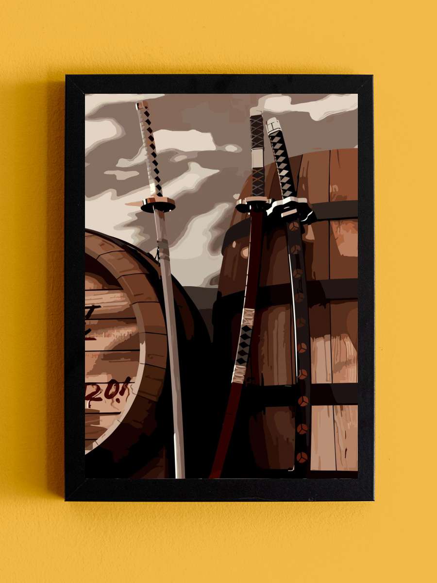 roronoa zoro three sword Anime Tablo Siyah Çerçeveli Yüksek Kalite Anime Duvar Poster Tablo - En İyi Fiyatlarla