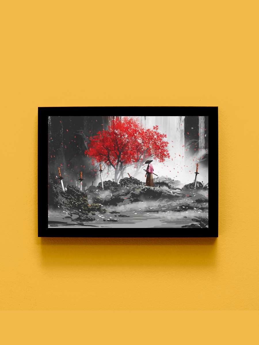 Samurai Warrior Anime Tablo Siyah Çerçeveli Yüksek Kalite Anime Duvar Poster Tablo - En İyi Fiyatlarla