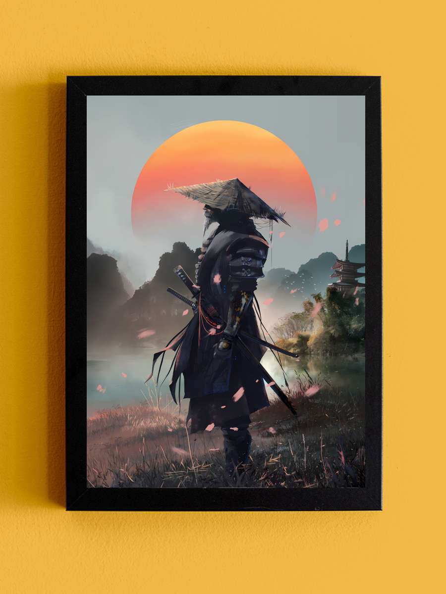 Samurai Warrior Sunset Anime Tablo Siyah Çerçeveli Yüksek Kalite Anime Duvar Poster Tablo - En İyi Fiyatlarla