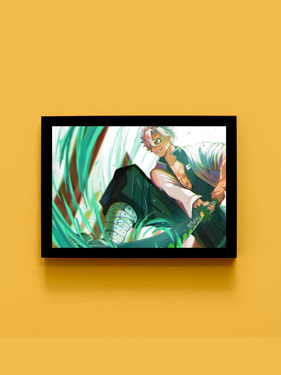 Sanemi Shinazugawa kimetsu Anime Tablo Siyah Çerçeveli Yüksek Kalite Anime Duvar Poster Tablo - En İyi Fiyatlarla